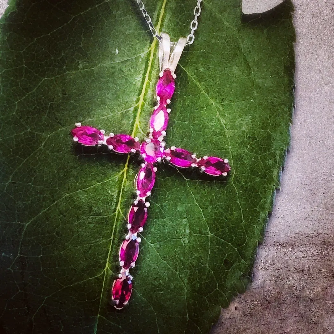 Red Gemstone Cross Pendant