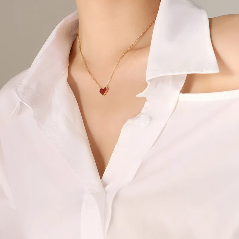 Red Heart Pendant Necklace - Heart Shaped Necklace