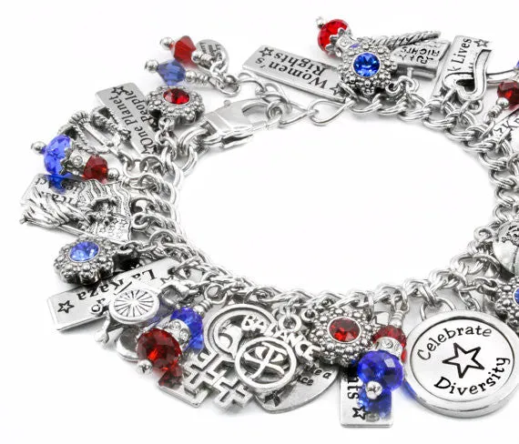 Red, White and Blue charm bracelet