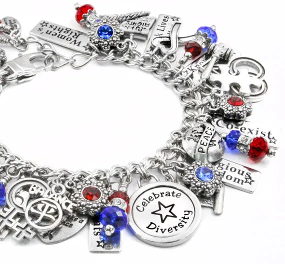 Red, White and Blue charm bracelet