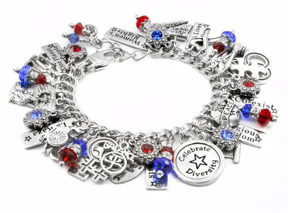 Red, White and Blue charm bracelet