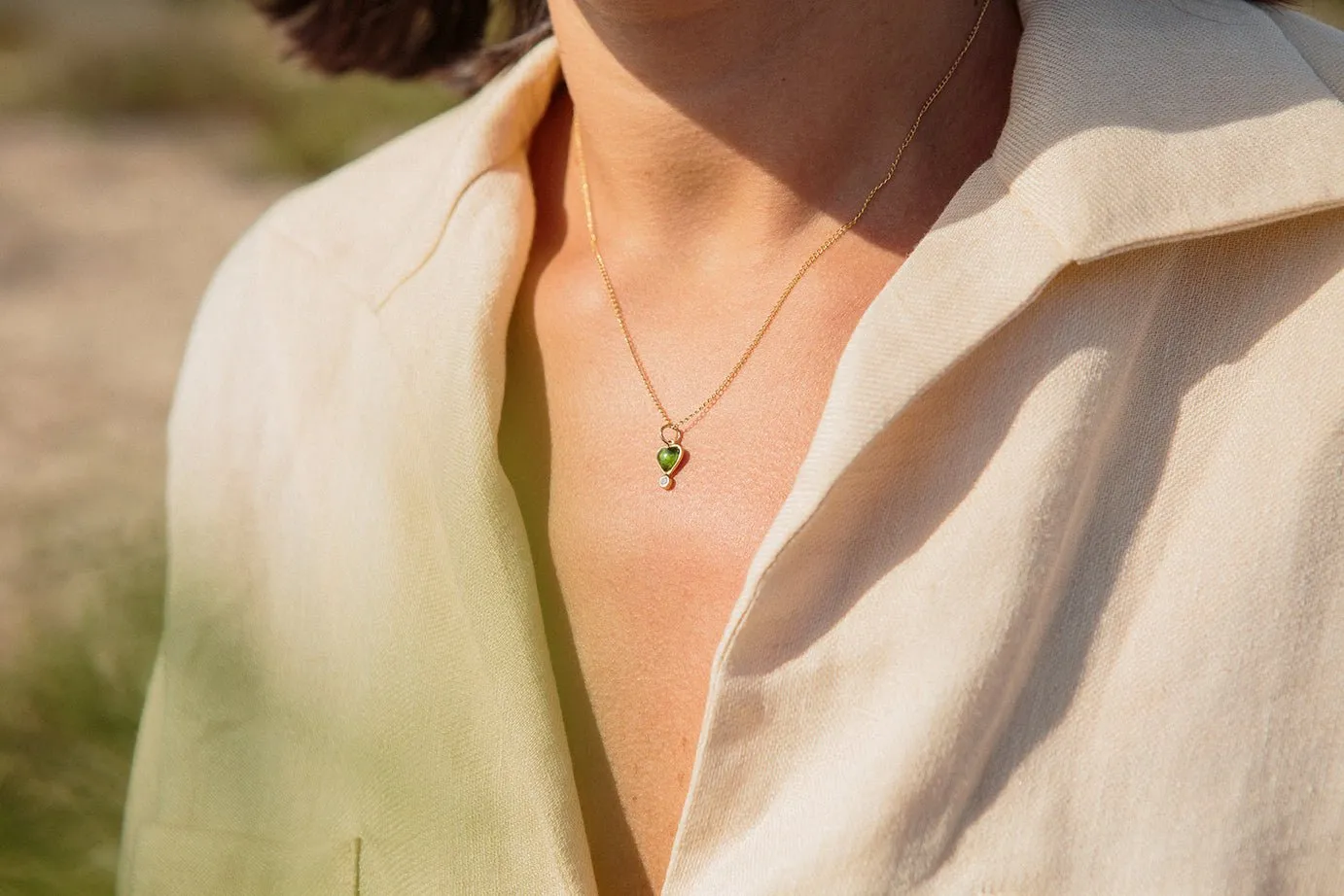 Reversible Green Tourmaline "Byrdie Heart" Pendant