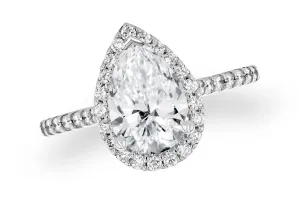 Ring 18kt Gold GIA Pear Diamond 2.33 cts & Round Diamonds