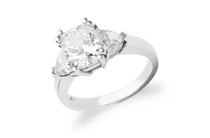Ring Platinum 2 Trillions & Cushion Diamond 2.01 cts GIA G SI2