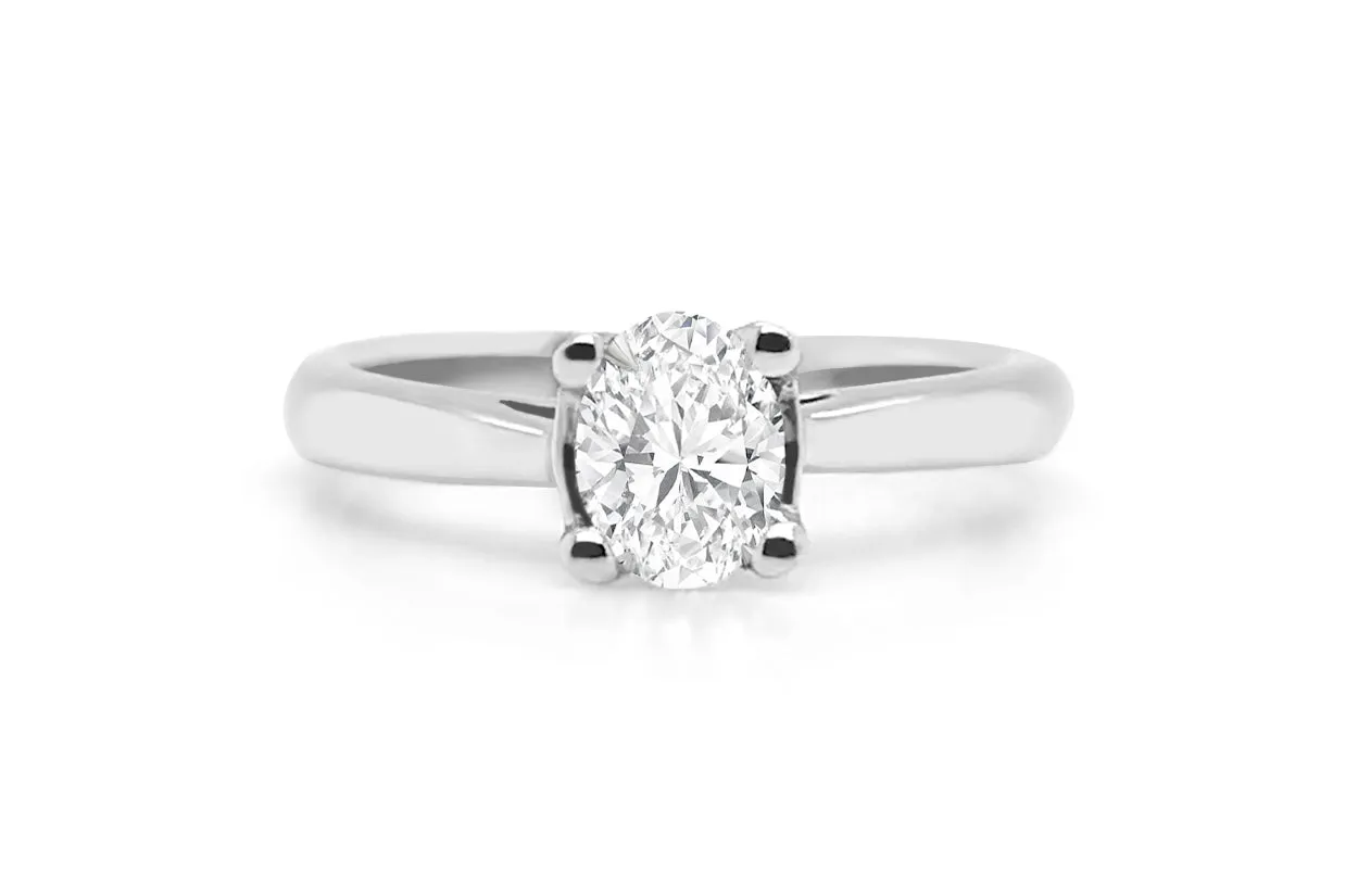 Ring Platinum Solitaire Ring with Oval Diamond