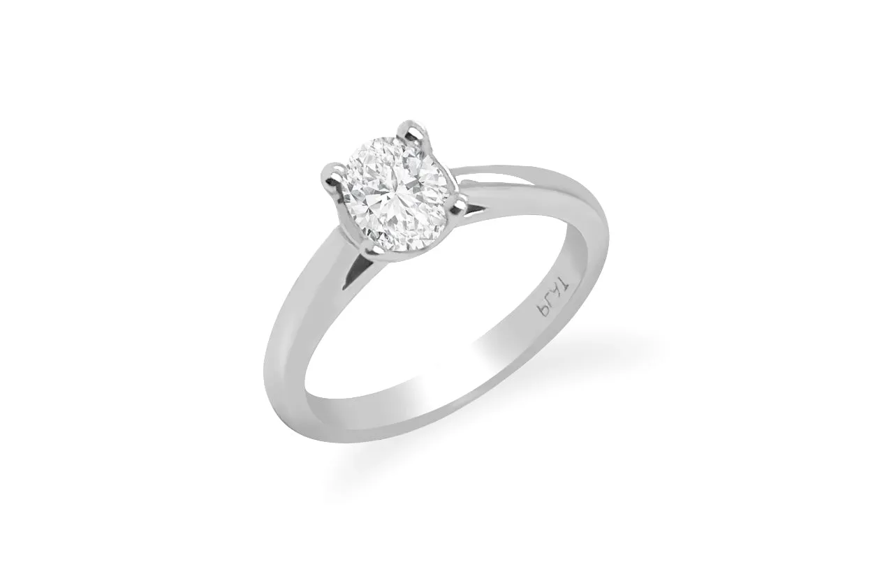 Ring Platinum Solitaire Ring with Oval Diamond