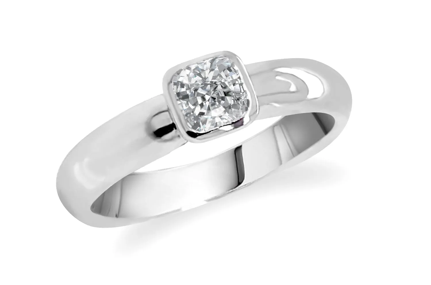 Ring Platinum Solitaire with Cushion Diamond I VS2 0.30 cts