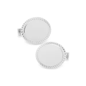 Rope Border Oval Sterling Silver Cufflinks