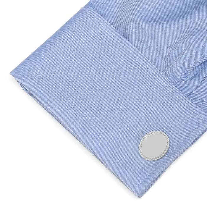 Rope Border Oval Sterling Silver Cufflinks