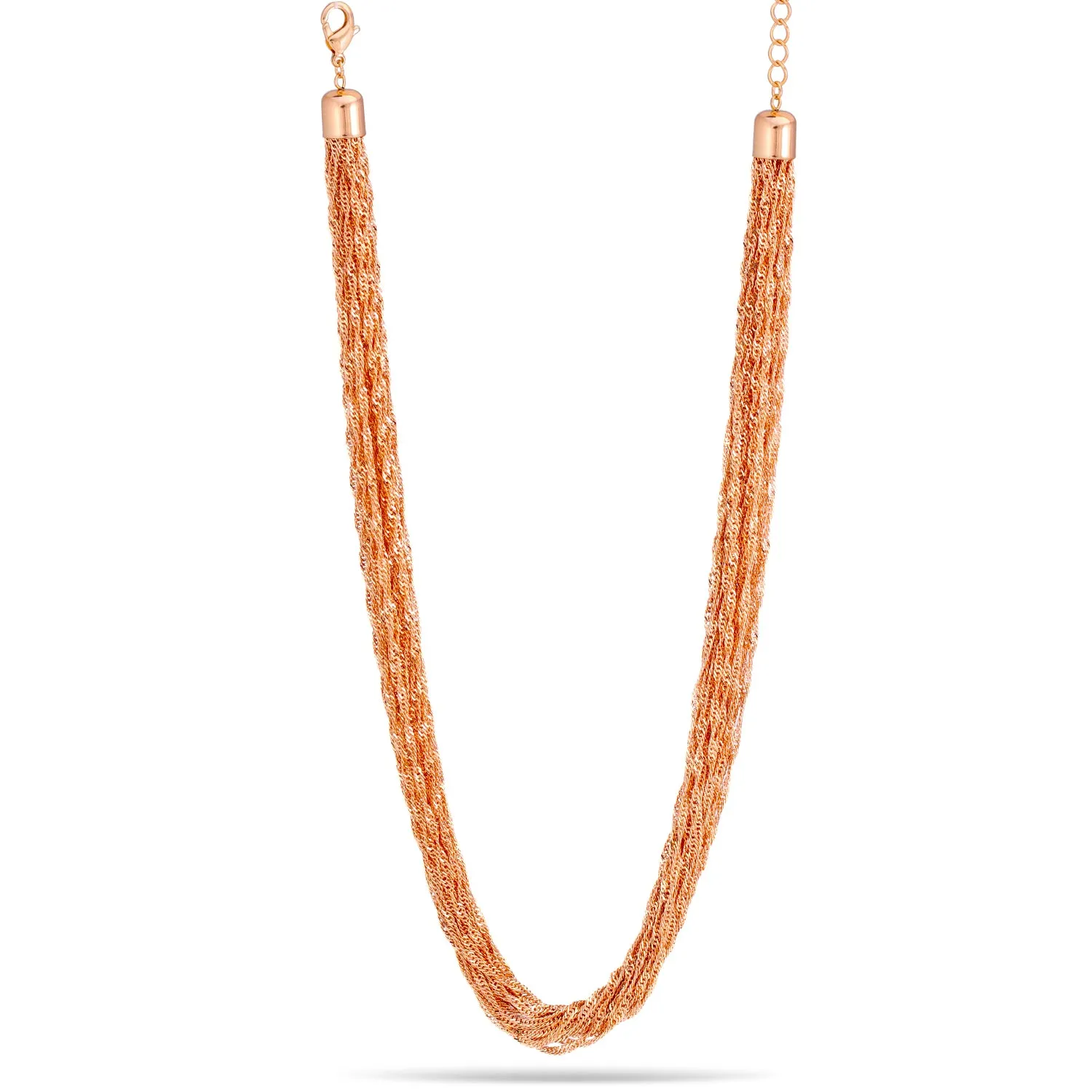 ROSE GOLD MULTI LAYERED CHAINS NECKLACES #HNN77713RGD (IE22)