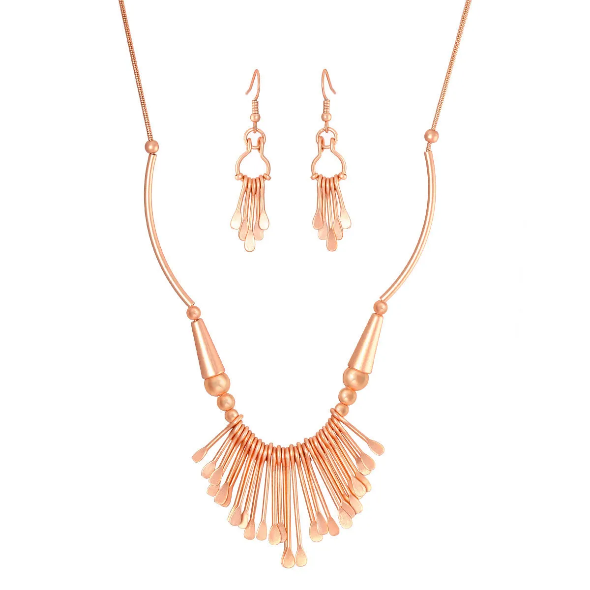 ROSE GOLD TASSEL EARRINGS AND  NECKLACES #HNN E3241RG (CB3)