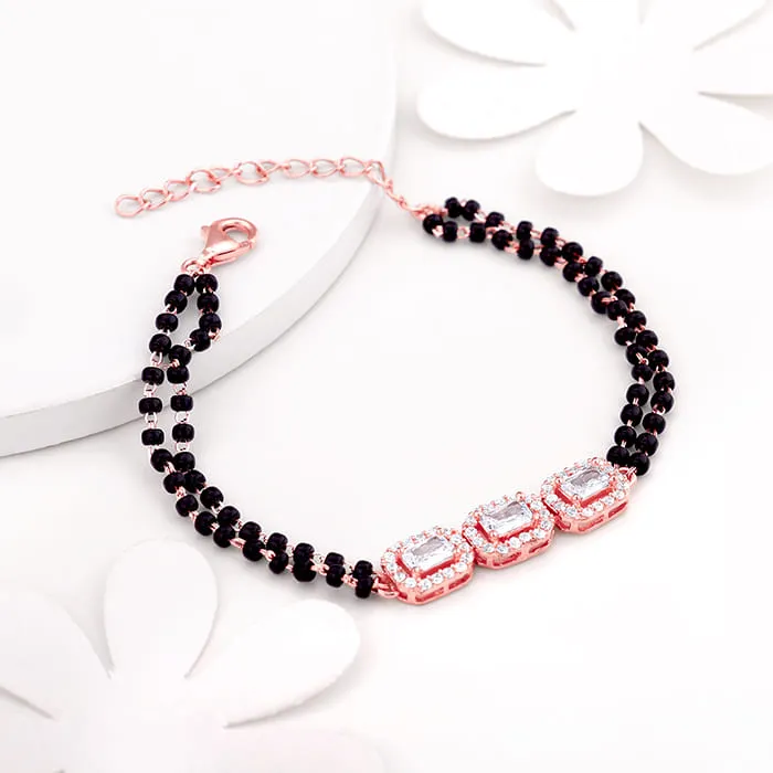 Rose Gold Zircon Radiant Mangalsutra Bracelet