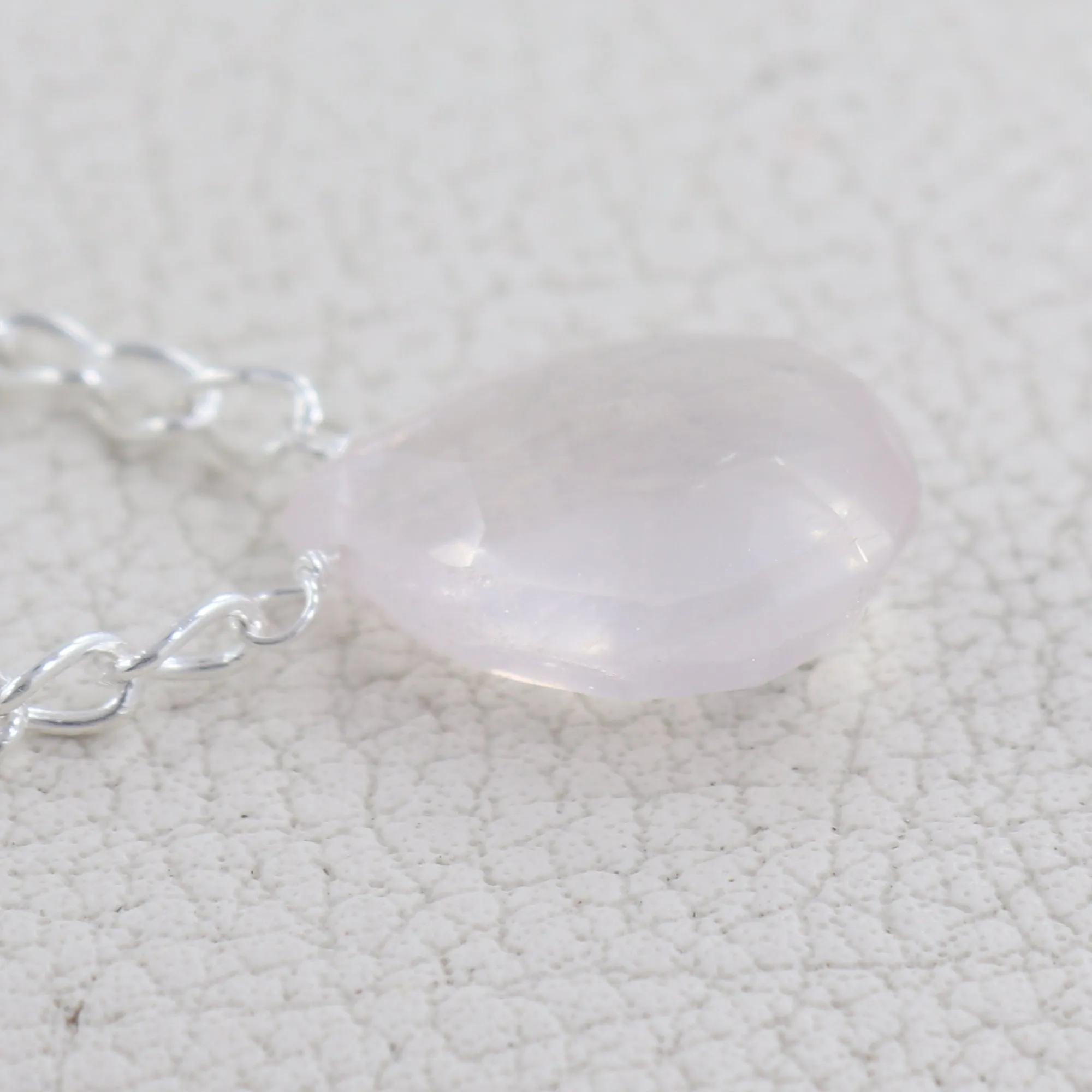 Rose Quartz Gemstone Pear Shape Necklace Gift for Her