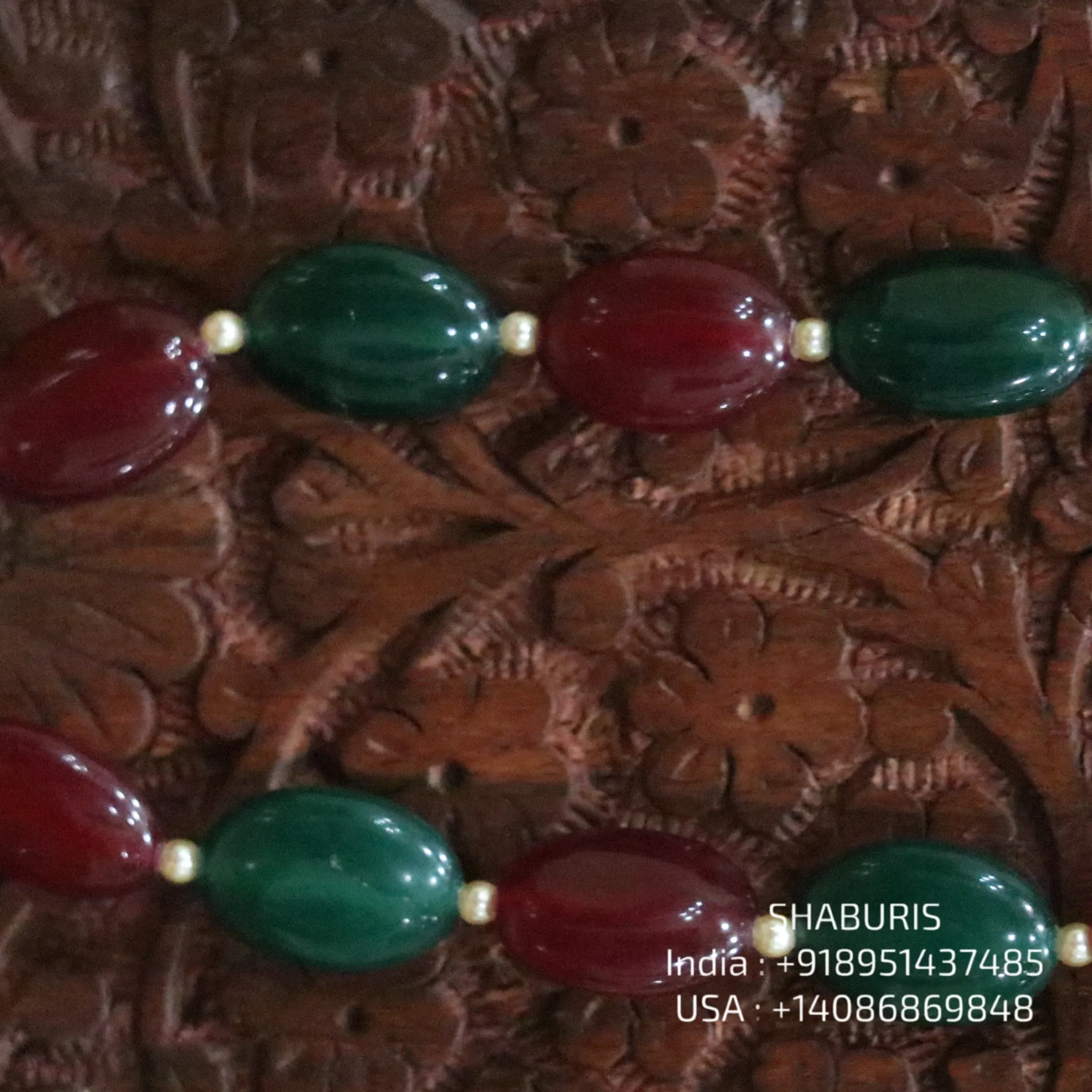 Ruby & Emerald beads beaded mala pure gems gold jewelry designs indian pure silver jewelry bead necklace statement jewelry SHABURIS