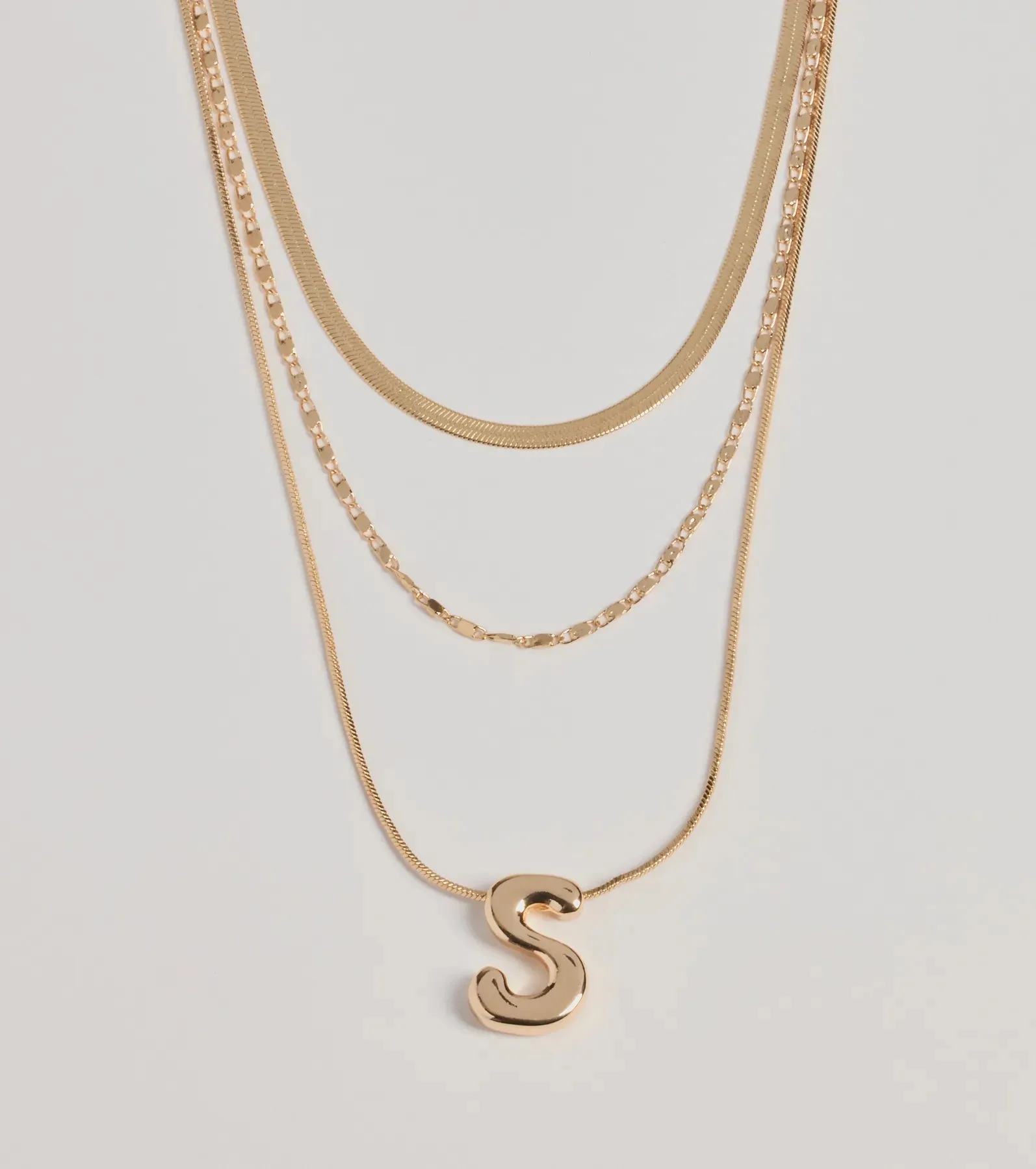 S Initial Layered Bubble Necklace