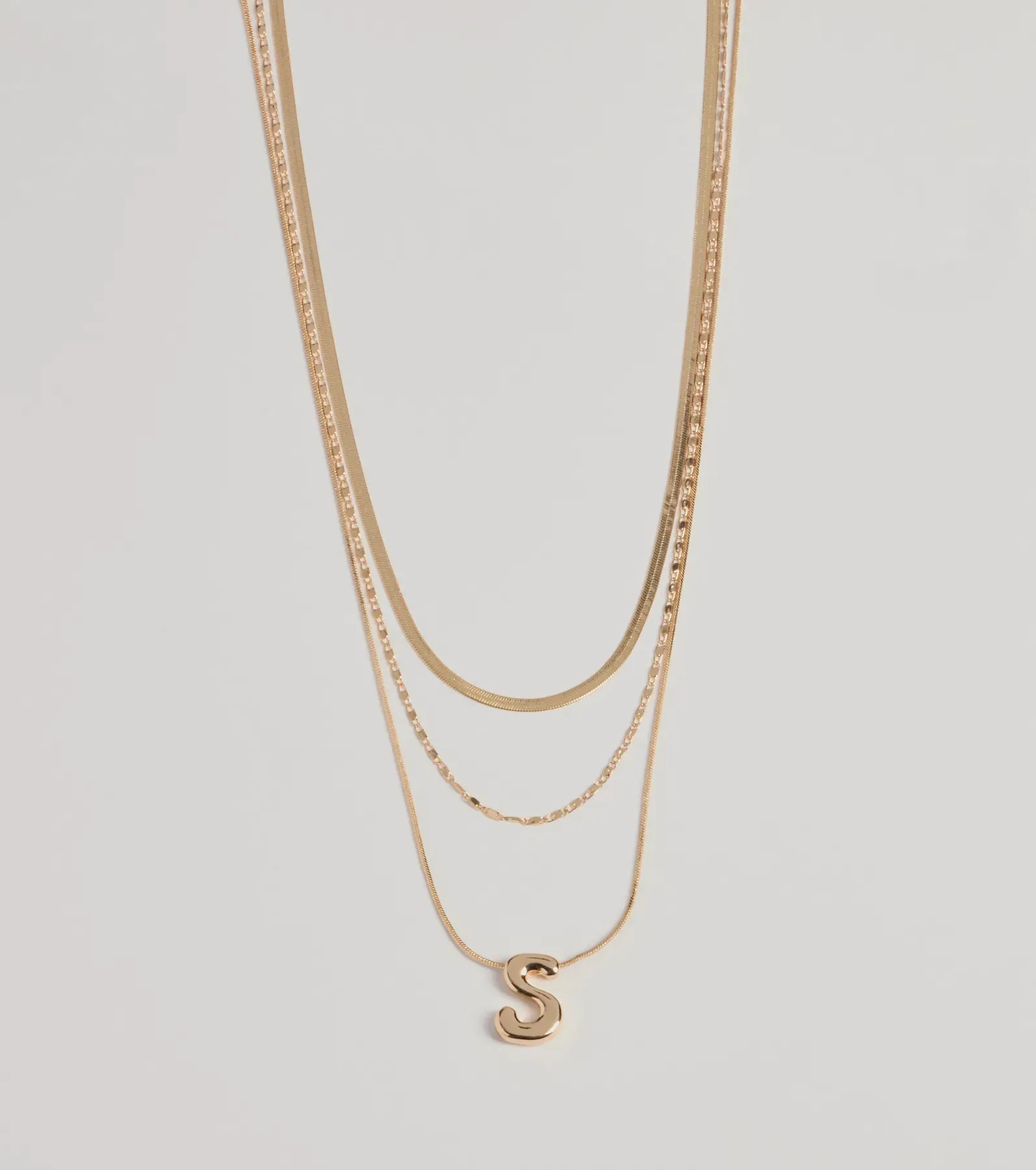 S Initial Layered Bubble Necklace