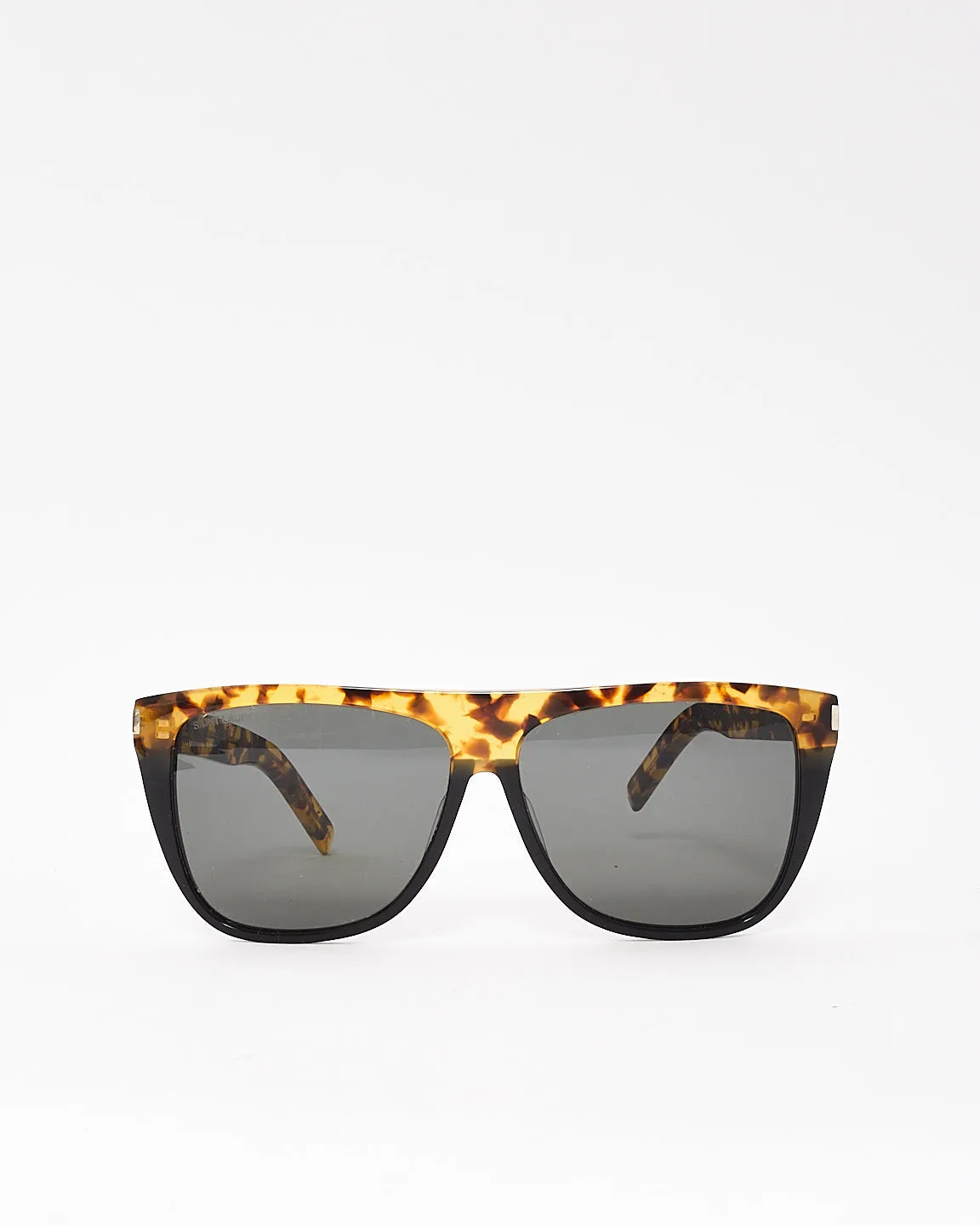 Saint Laurent Black & Tortoise Flat Top SL1 Sunglasses