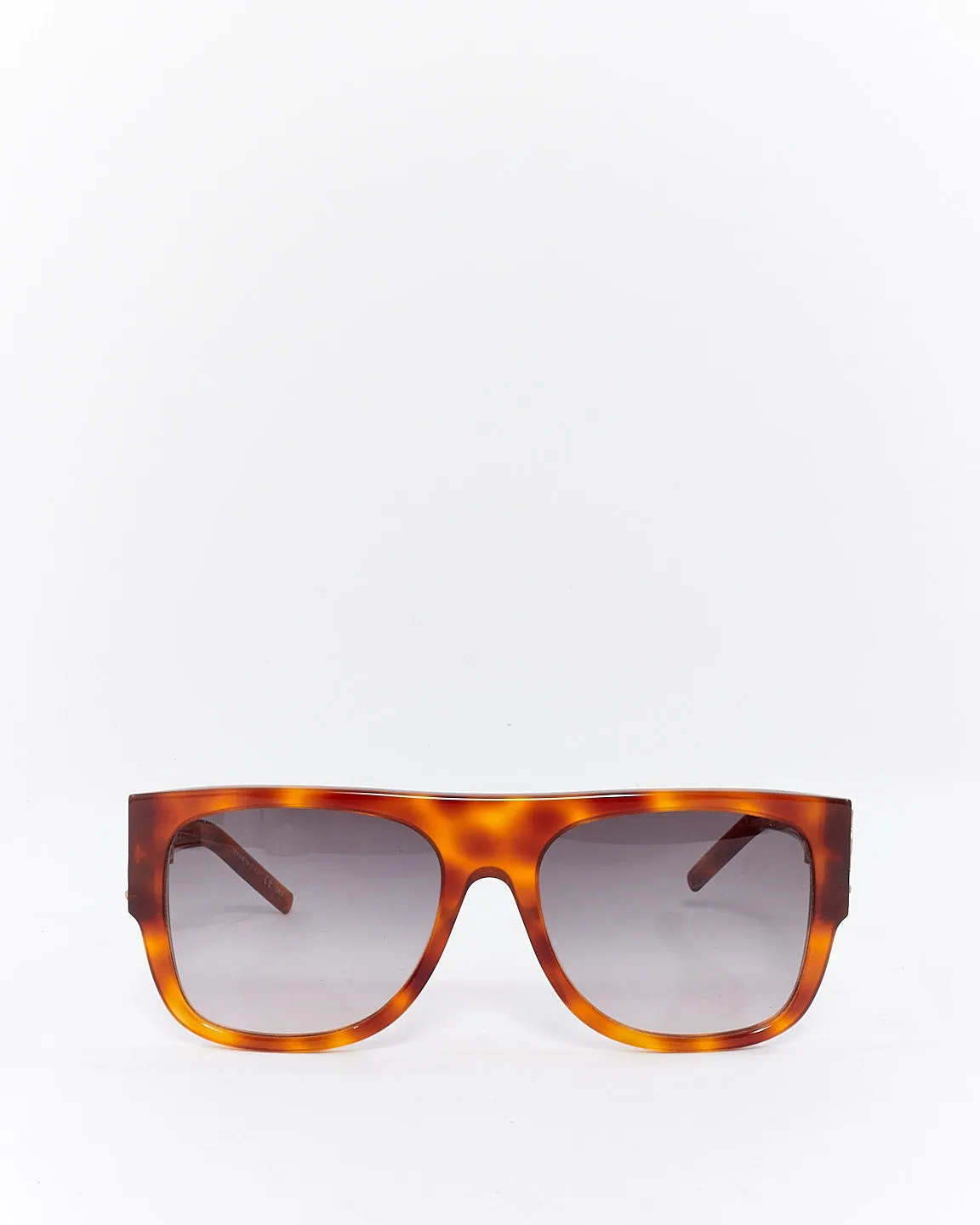 Saint Laurent Brown Tortoise Flat Top Sunglasses SL M16
