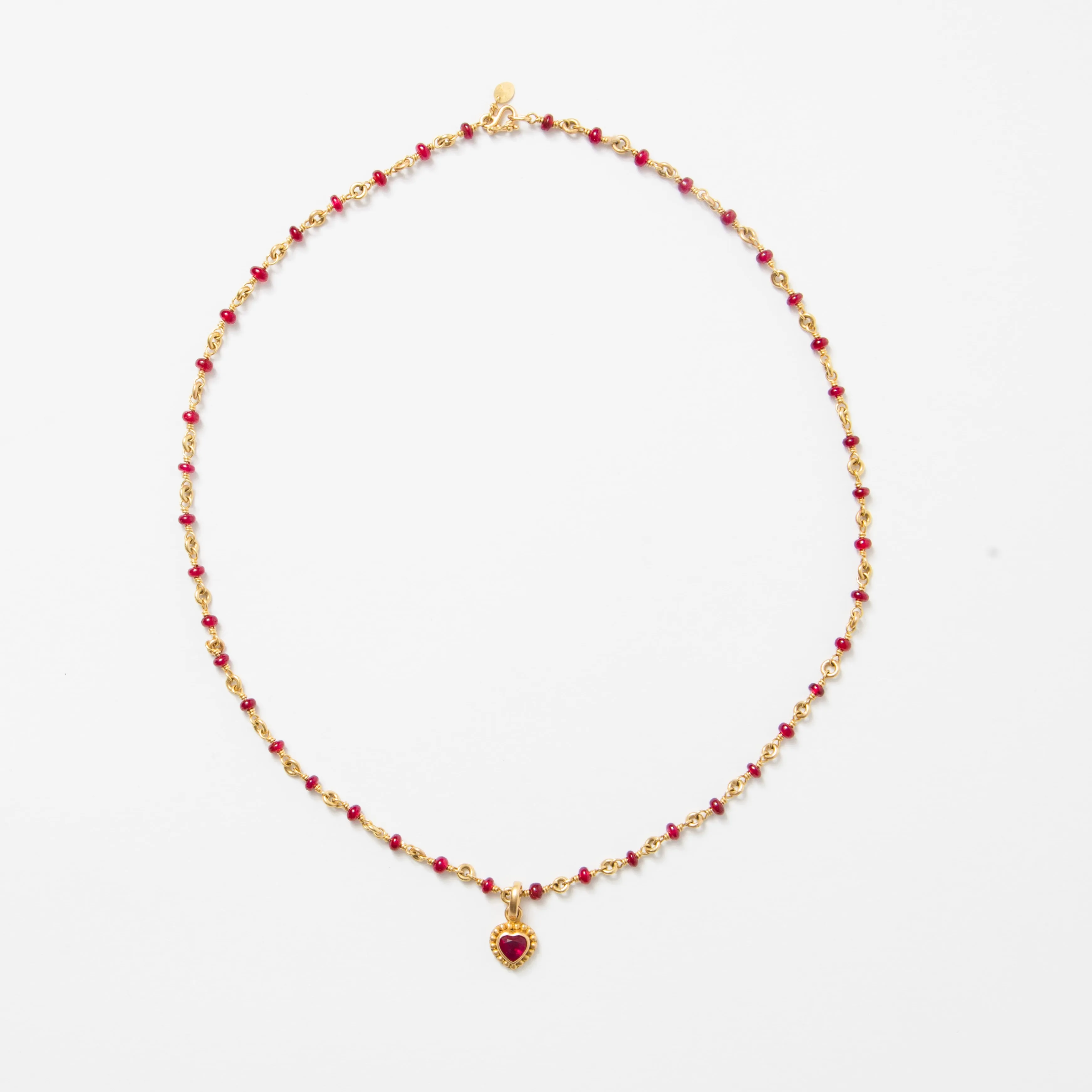 Salome Classic Mini Heart Ruby Pendant in 20K Peach Gold