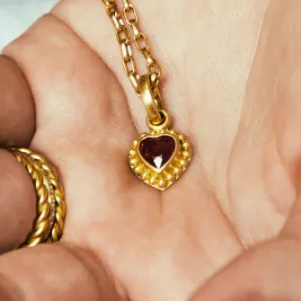Salome Classic Mini Heart Ruby Pendant in 20K Peach Gold