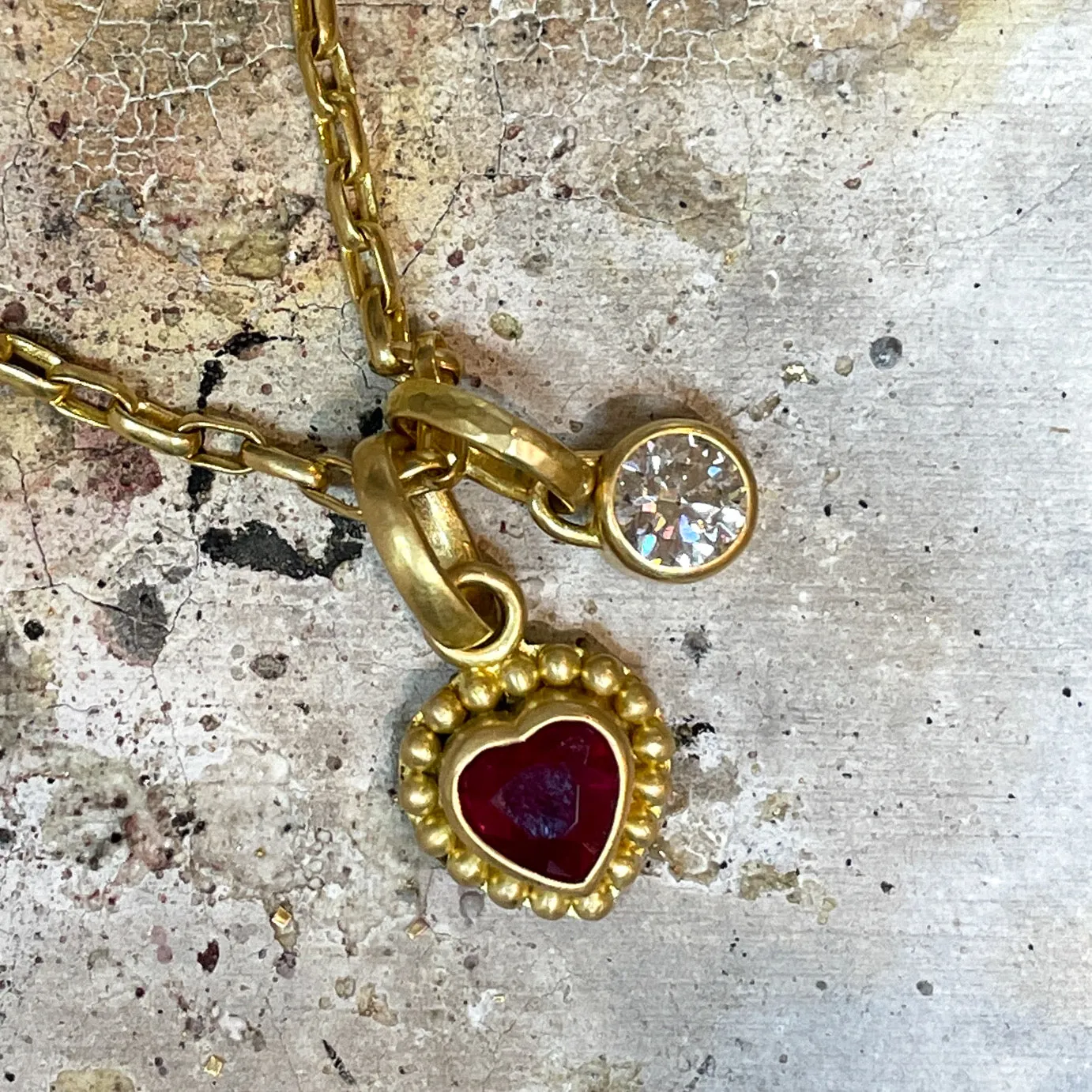 Salome Classic Mini Heart Ruby Pendant in 20K Peach Gold