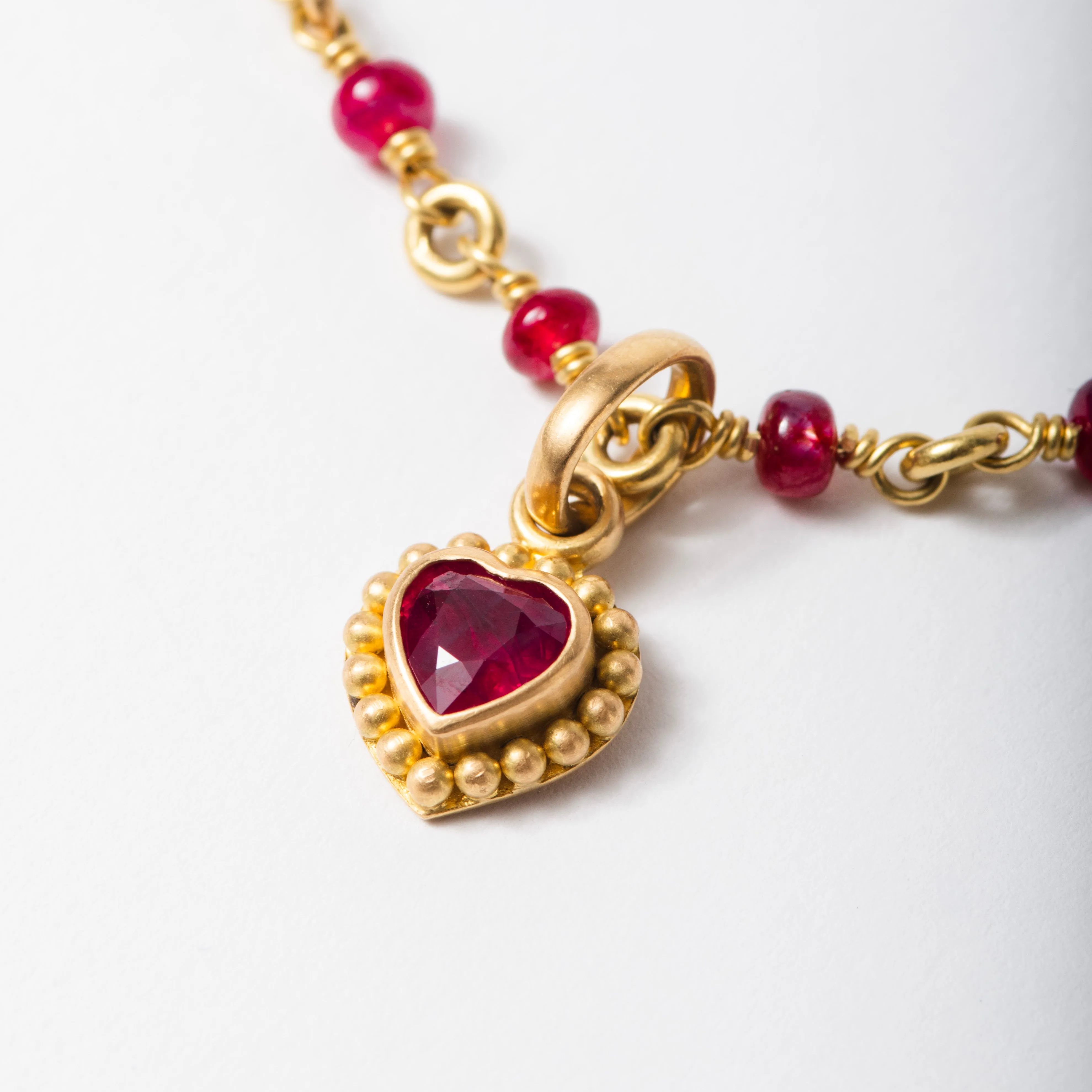 Salome Classic Mini Heart Ruby Pendant in 20K Peach Gold