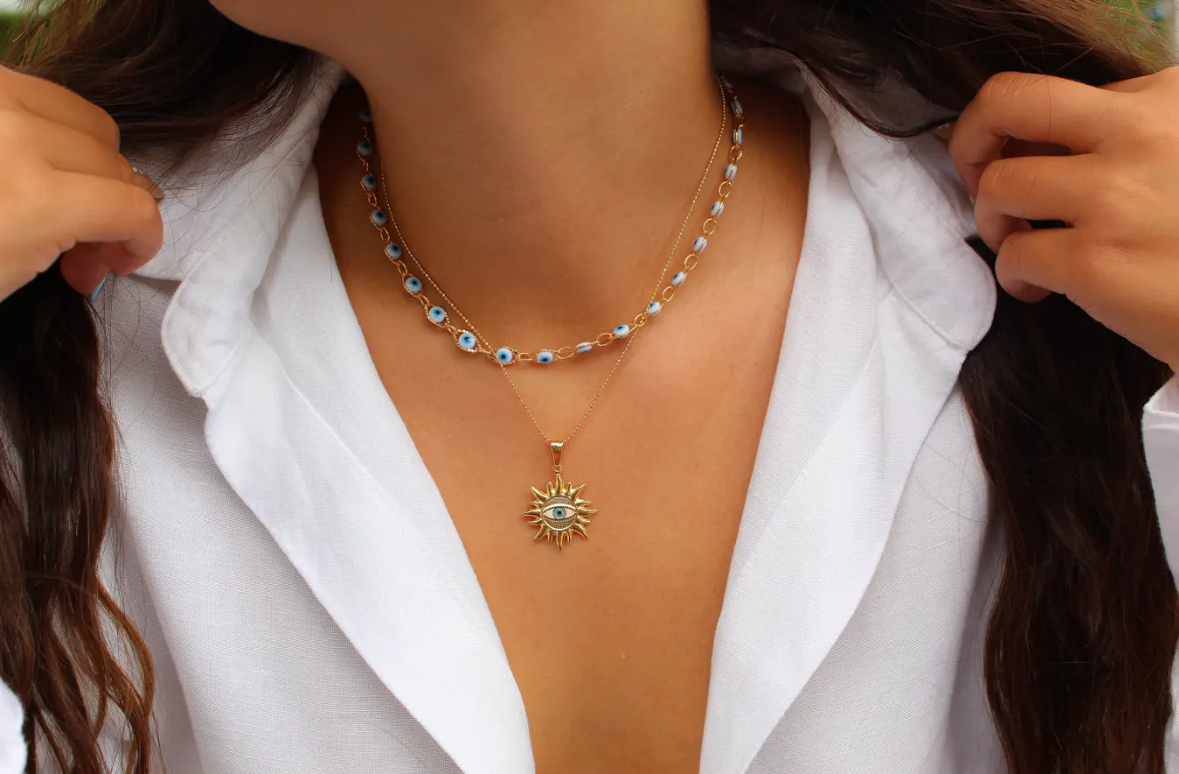 Sapphire Evil Eye Necklaces Choker