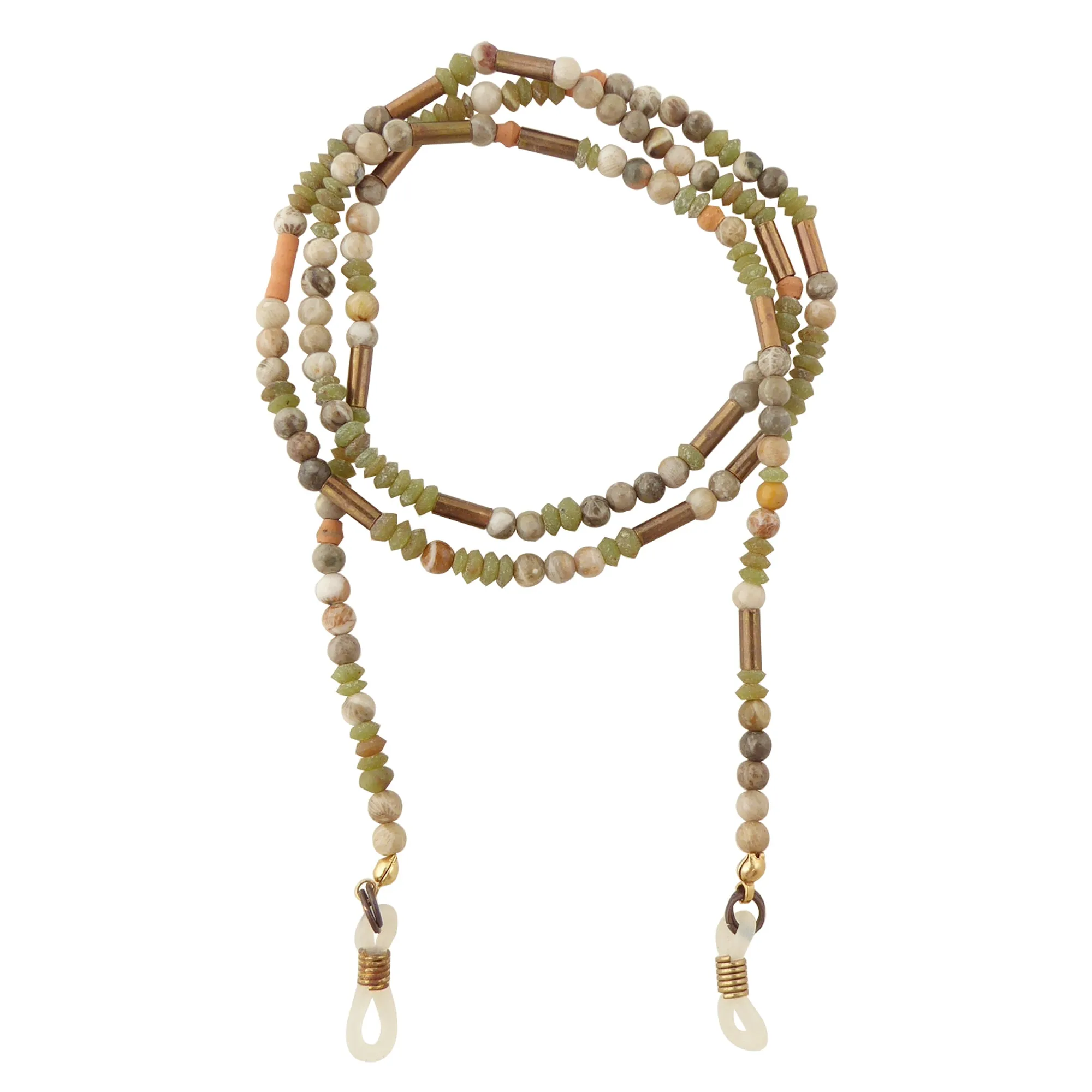 Serpentine and fossilized coral eyeglass chain holder
