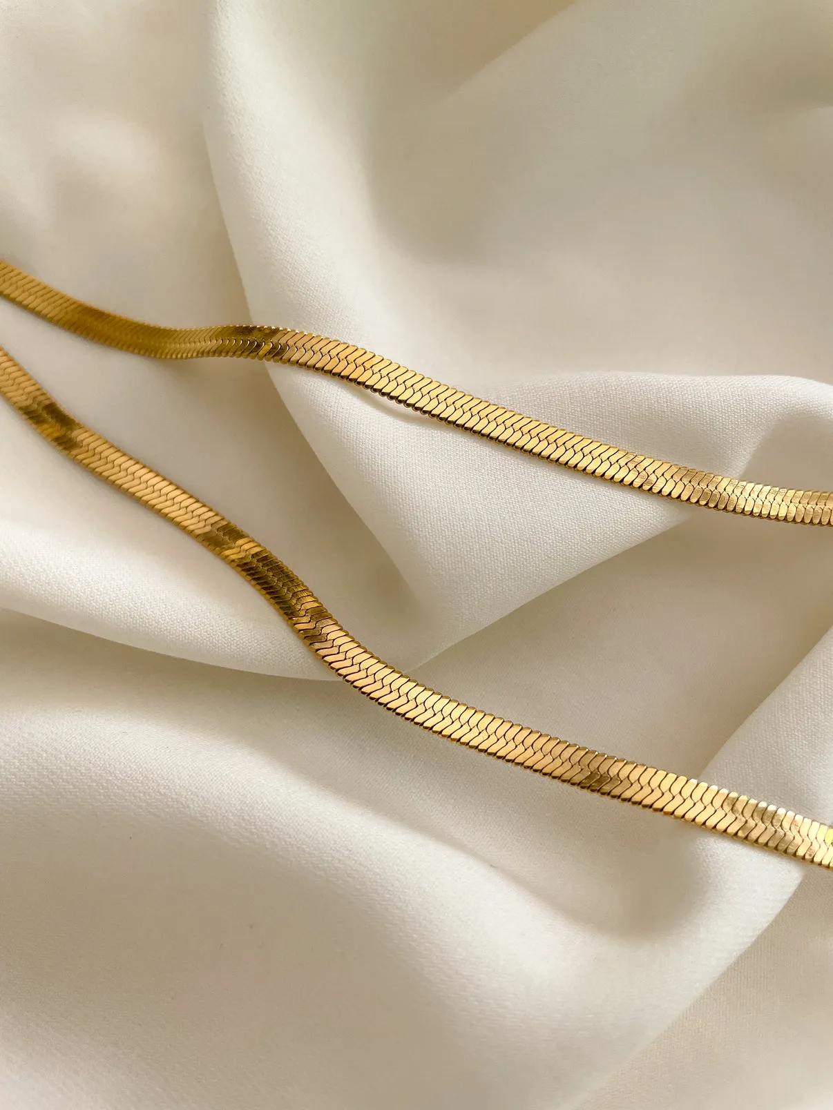 Set of 2 Snake Chain Gold Plated, Waterproof and Anti-Tarnish 18 inches Extension