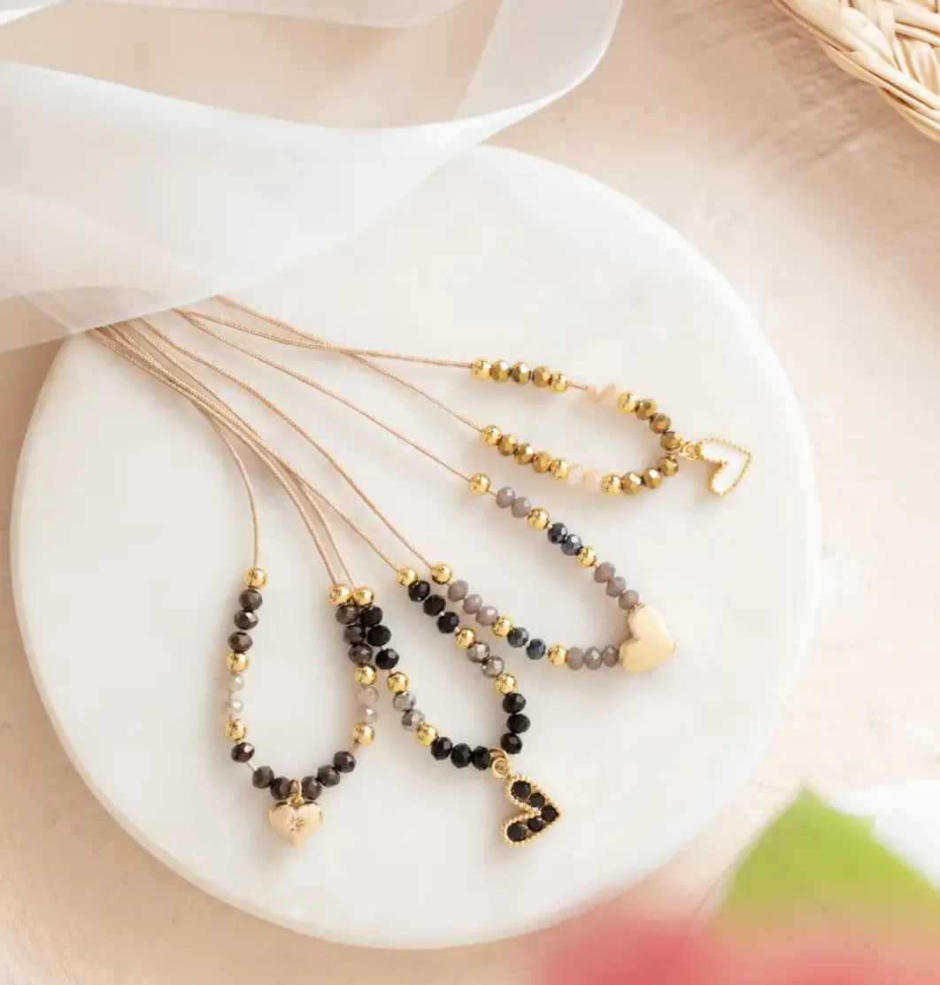 Set/8 Beaded Heart Necklaces