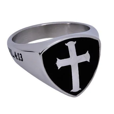 Shield Cross Ring, "Christ My Strength"