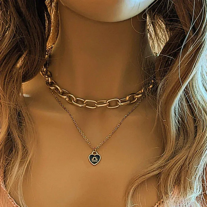 Shiny Gold Matte Oval Link Necklace, 18.5 inch