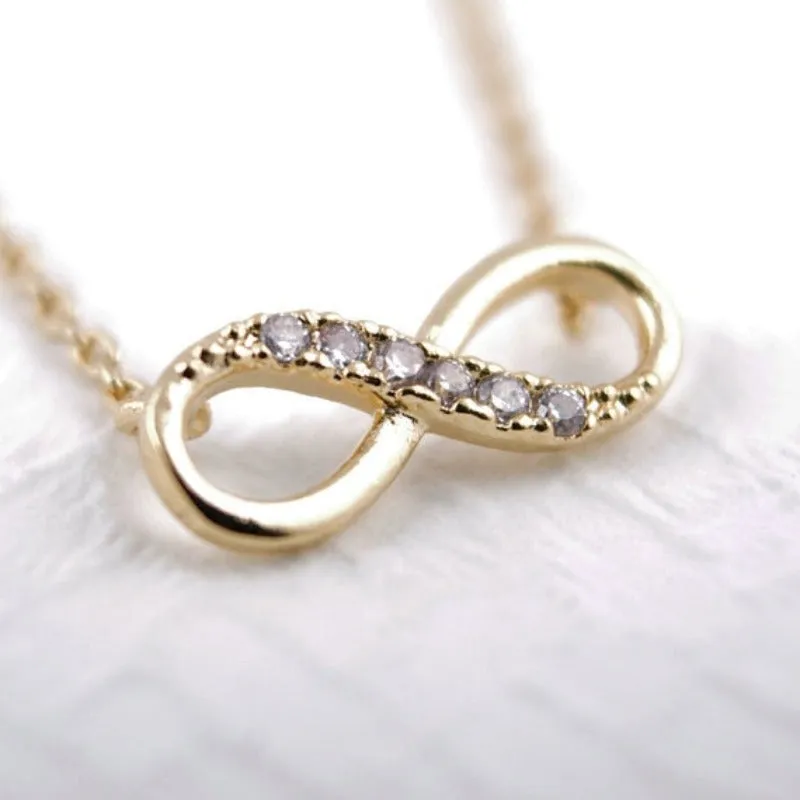 Shiny Infinity Silver Pendant Necklace Long Link Chain For Women Jewelry