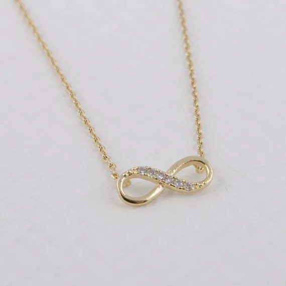 Shiny Infinity Silver Pendant Necklace Long Link Chain For Women Jewelry