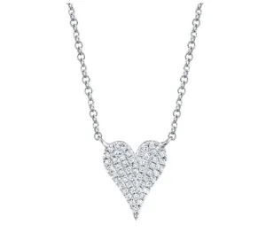 Shy Creation 14K White Gold Diamond Pave Heart Necklace