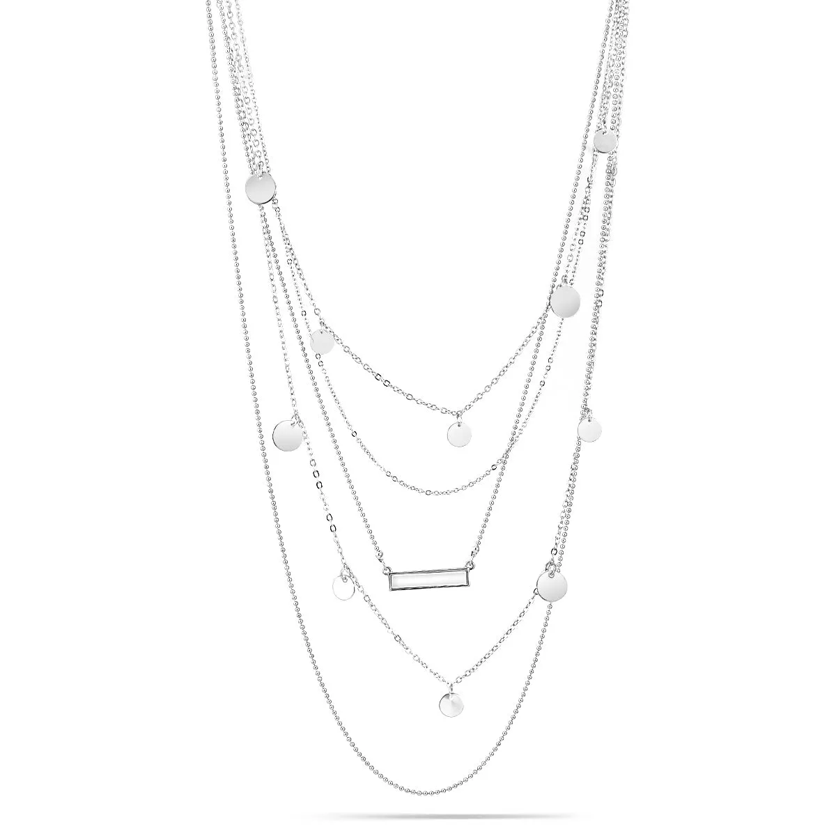 SILVER EARRINGS AND LAYERED  NECKLACES #SQ4201S (NF13)