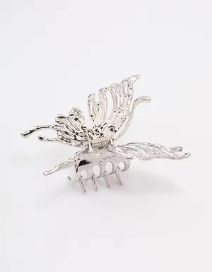 Silver Melted Butterfly Hair Claw Clip