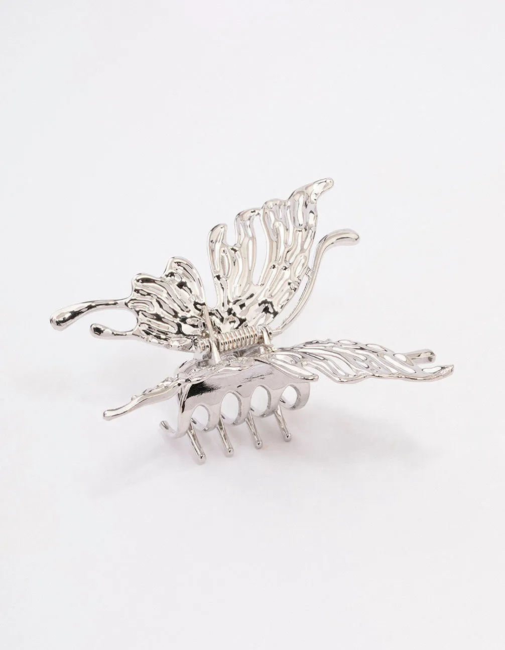 Silver Melted Butterfly Hair Claw Clip