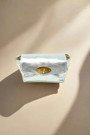 Silver Mini Leather Bag