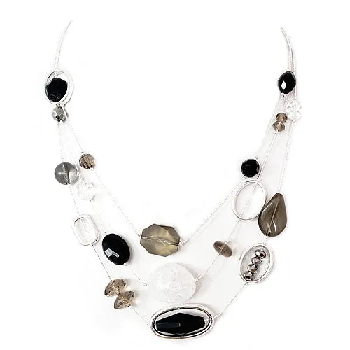SILVER MULTI COLOR GRAY AND BLACK NECKLACE  #SC29965_SIL-GRY (FG5/R-BH17)