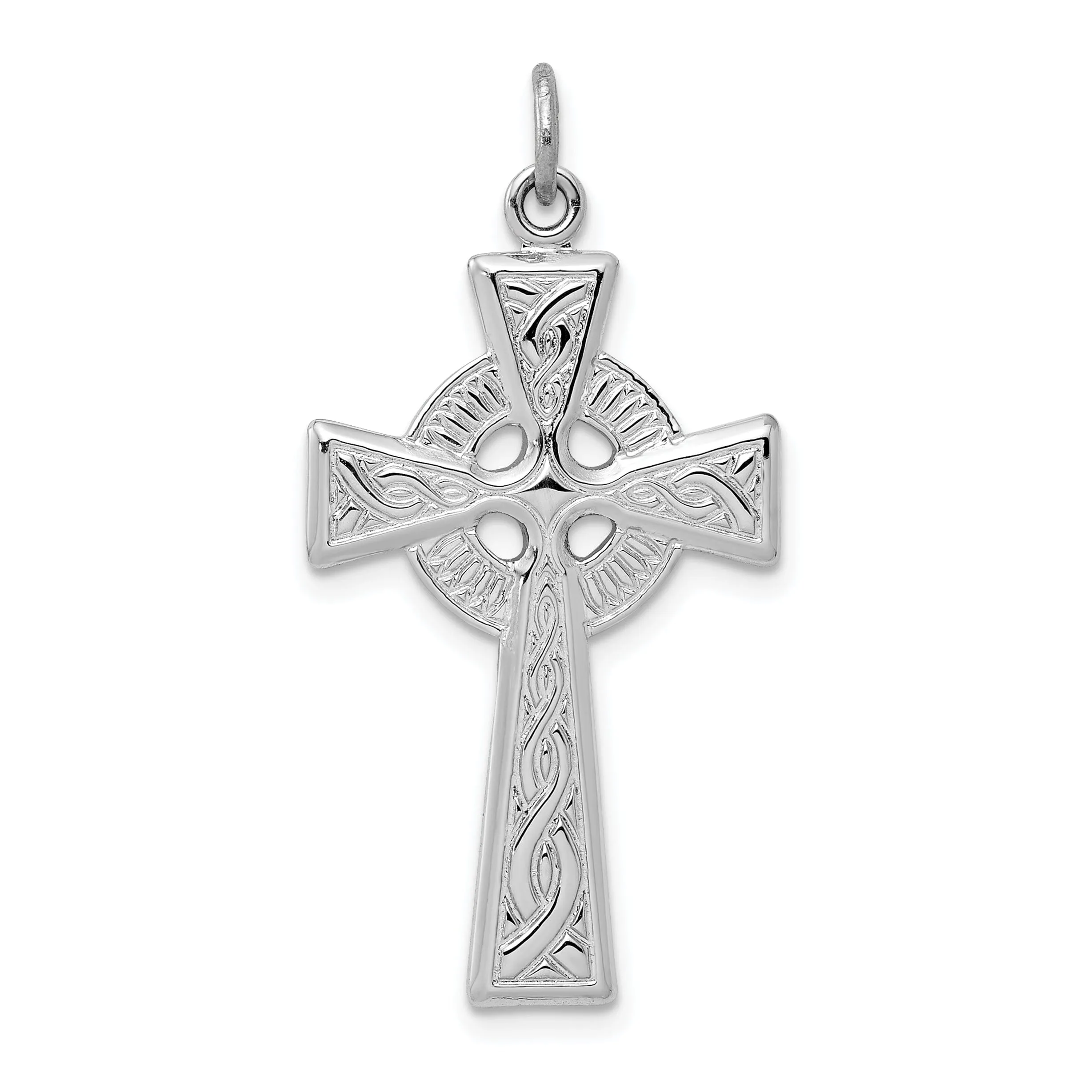 Silver Polished Finish Celtic Cross Pendant