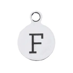 Silver Round Initial Charm - Letter F