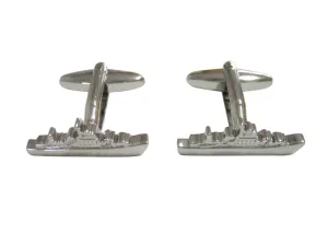Silver Toned Battleship Cufflinks