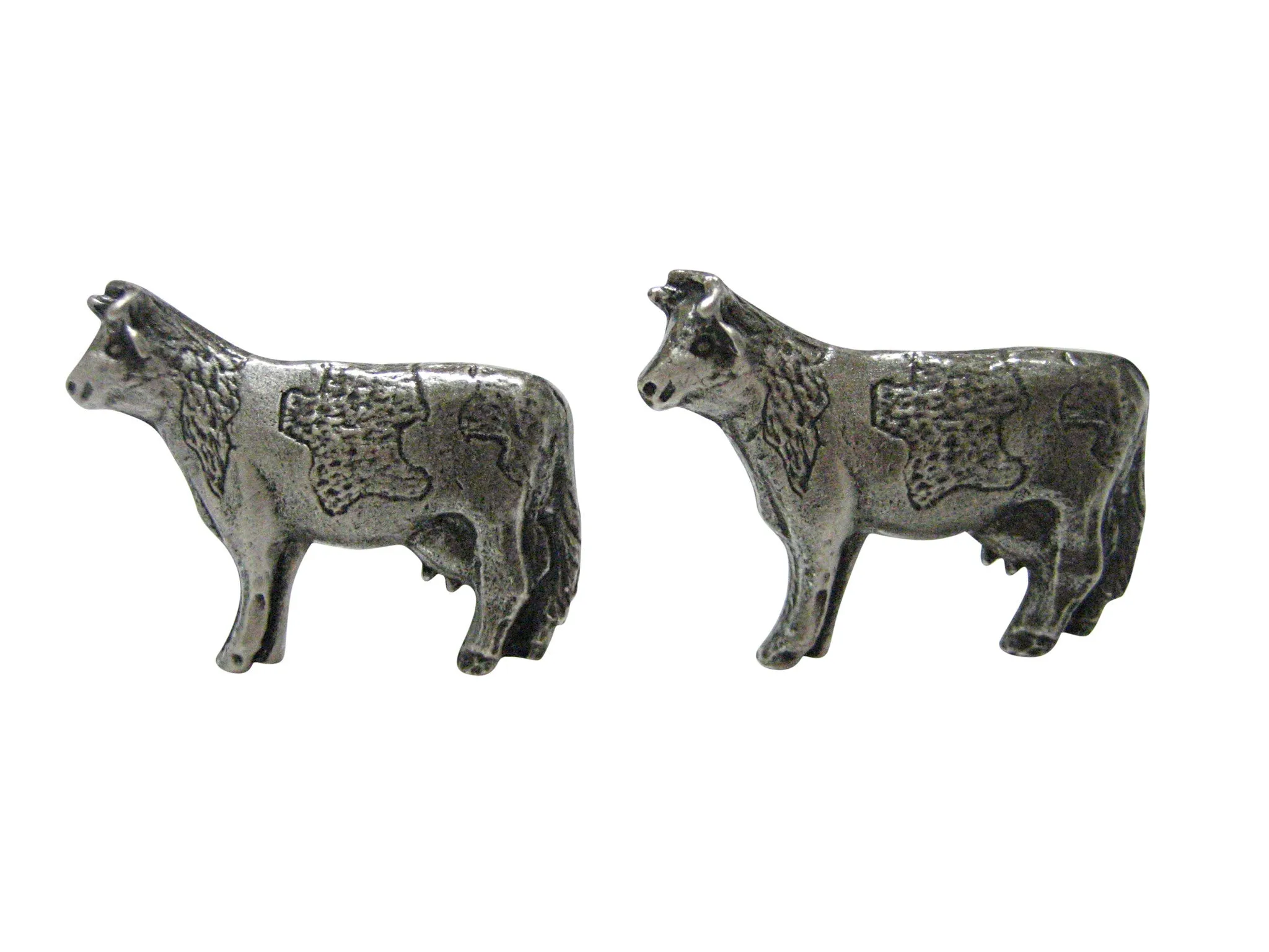Silver Toned Cow Pendant Cufflinks