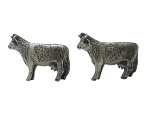 Silver Toned Cow Pendant Cufflinks