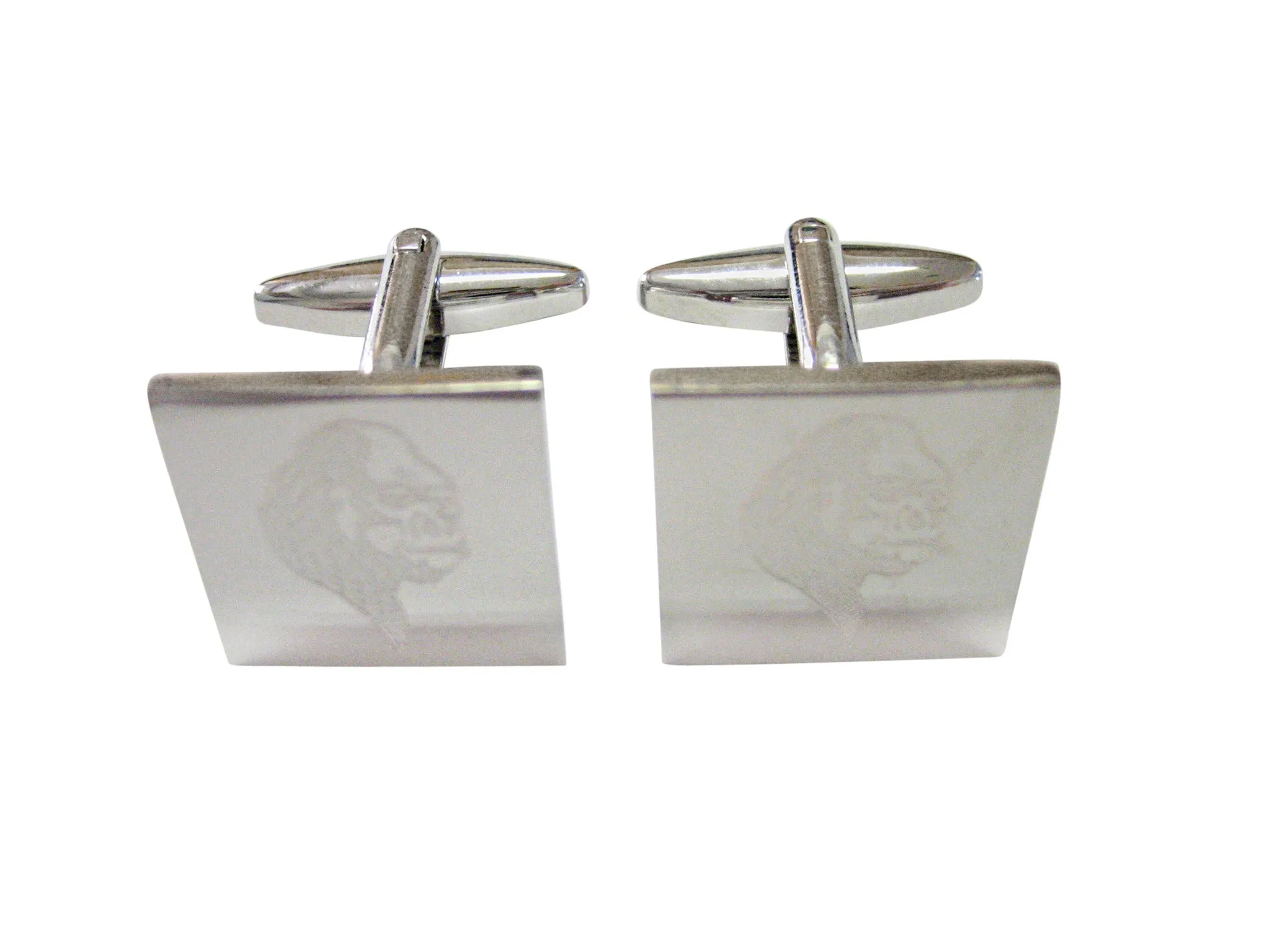 Silver Toned Etched Gorilla Head Cufflinks
