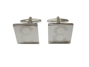 Silver Toned Etched Greek Letter Epsilon Cufflinks