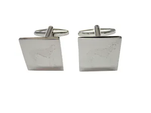 Silver Toned Etched Hound Dog Cufflinks