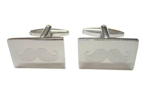 Silver Toned Etched Mustache Cufflinks