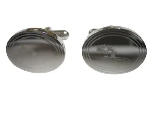 Silver Toned Etched Oval Chipmunk Cufflinks